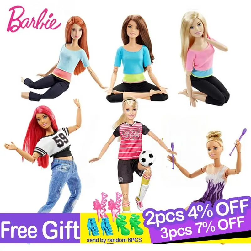 Barbie Original de la Gimnasia Yoga Deportes Muñeca Barbie Todas las Articulaciones se Mueven, Muñeca de Juguete Educativo Chica de Navidad, Cumpleaños Juguetes de Regalo DHL81 3