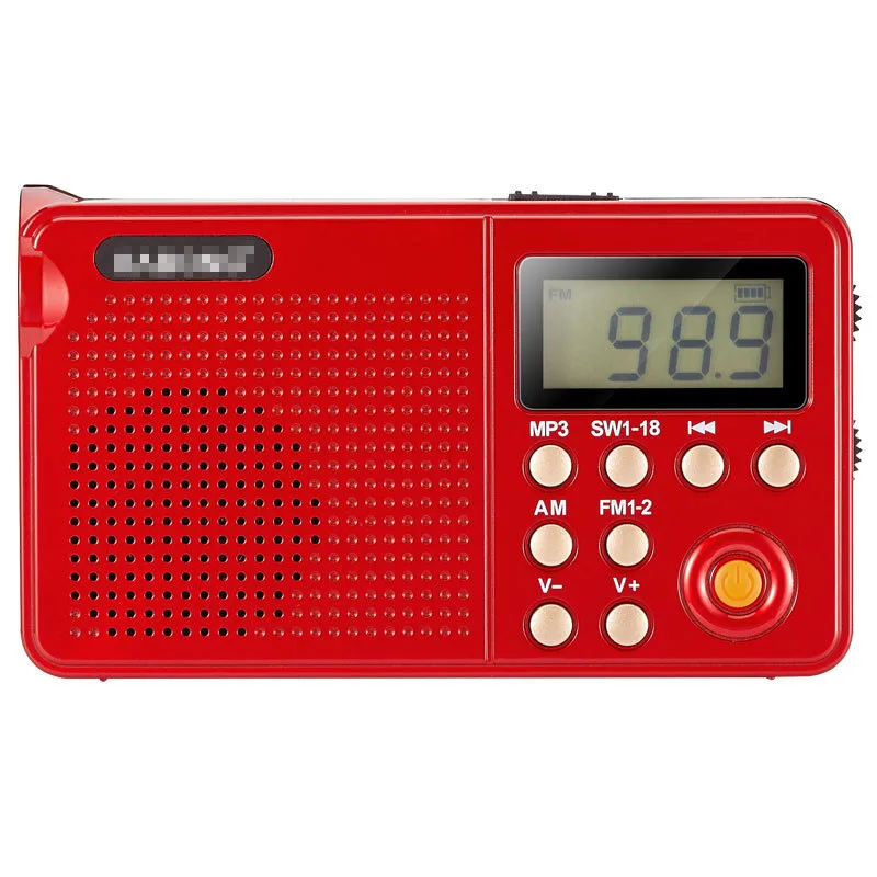 Digital AM FM SW Mundial de la Radio de banda Portátil TF Tarjeta de Jugador de la Linterna de LED de la Función Con 18650 Batería Recargable 3
