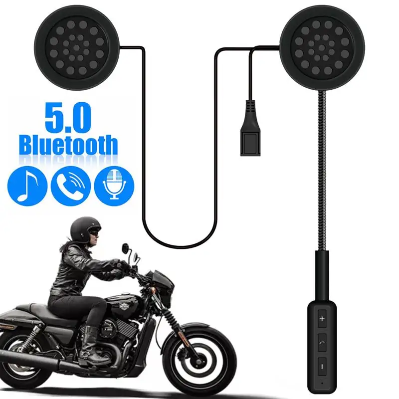 Casco de la motocicleta Auricular Bluetooth 5.0 Auriculares Estéreo Inalámbricos Casco de Auriculares Manos libres con Micrófono Para Llamar a Control de la Música 3