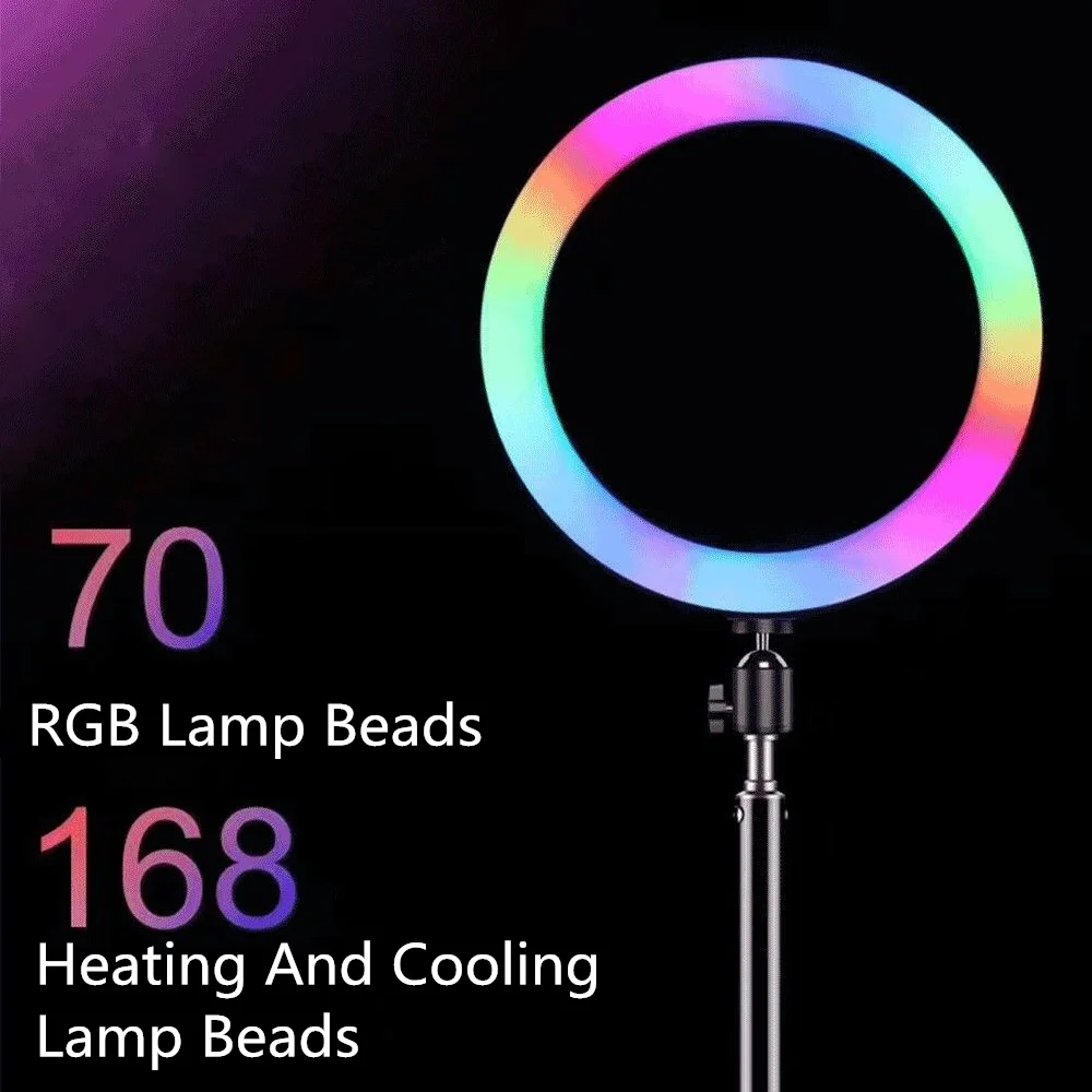 10 pulgadas RGB Luz del Anillo del Trípode Soporte de Teléfono LED Selfie anillo de luz Regulable Colorida Fotografía Anillo de la Lámpara para el Streaming de Twitch 3