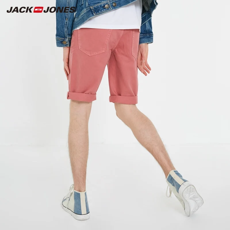 JackJones de los Hombres de Algodón de color Rosa Estilo Denim Shorts| 219143505 3