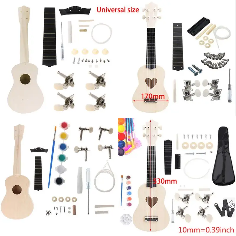 DIY Ukelele Hacer Su Propio Ukelele Hawaii Ukelele Kit de Accesorios de Instrumentos Musicales 3