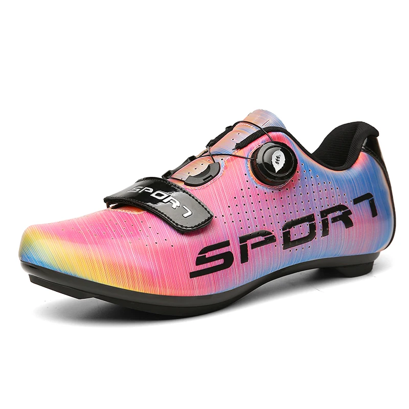 Fluorescente antideslizante hombres y mujeres MTB bicicleta de carretera bicicleta de ciclismo al aire libre zapatos de absorción de choque de colores de auto-bloqueo de zapatos de ciclismo 3