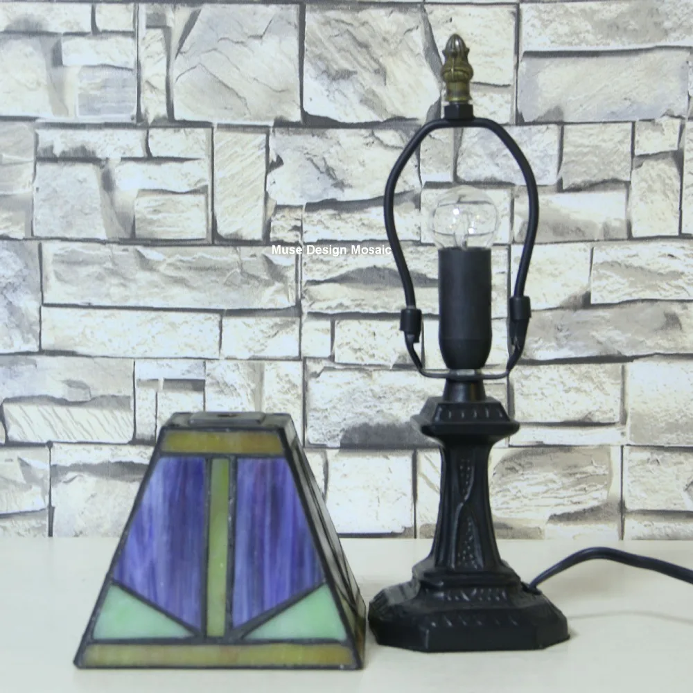 Envío libre, Púrpura Art Deco vidrieras Lámparas Tiffany , Pequeña Lámpara de Mesa Sala de estar Dormitorio Studio Creativo Regalo 3