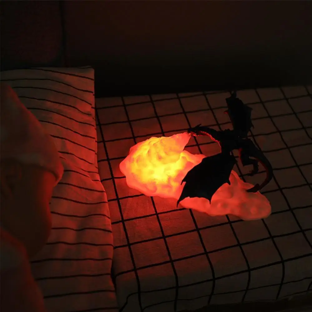 Impreso en 3D LED del Dragón de Fuego de las Lámparas de Luz de la Noche Recargable Luz Suave Senderismo Kid estado de Ánimo de la Habitación del Dormitorio Para el Dormitorio de la Decoración de la Ca G0M9 3