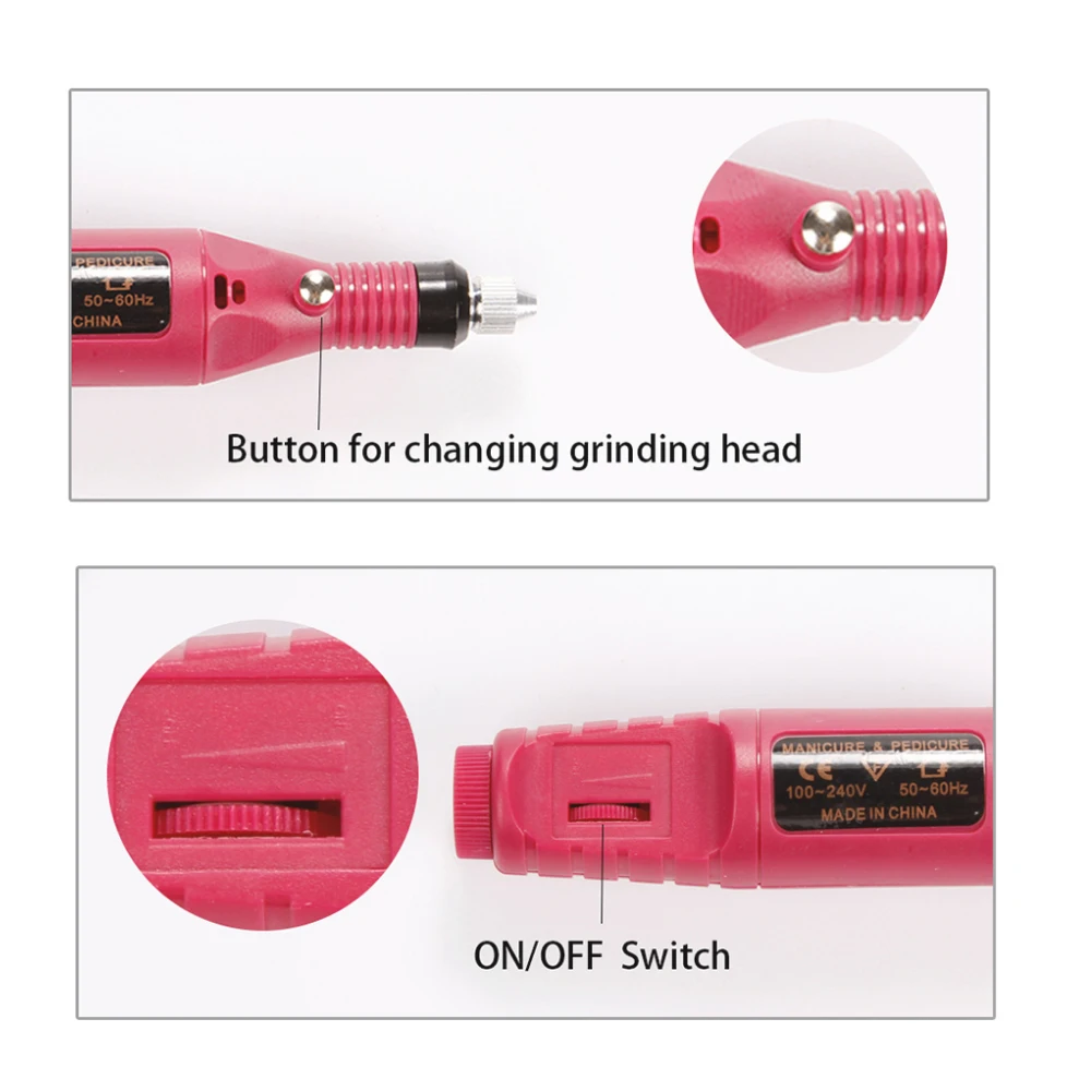 Eléctrica de Perforación de Uñas Lápiz 6 Colores Profesional Fresas Conjunto de Removedor de Cutícula Girar Gel Pulidor de Aparatos para la Manicura 3