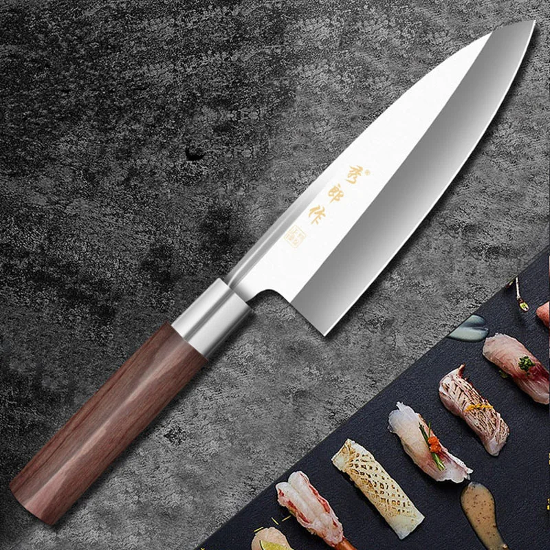 Nuevo Japonés cabeza de Pescado cuchillo de Salmón cuchillo Sashimi Sushi Cocina de Fileteado Cuchillos de Sushi Cleaver Salmón Sllicing Petty Peeling 3
