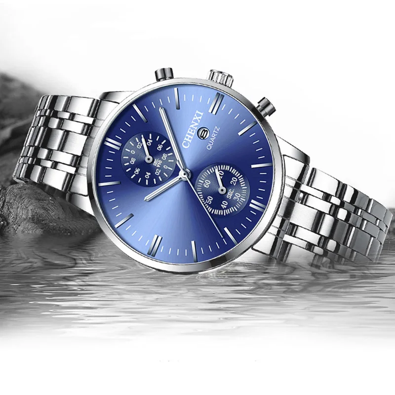 CHENXI de la Marca de los Hombres de Negocios Reloj de Moda Casual de la Calidad de los Hombres reloj de Pulsera de Diseño de Lujo Calenadr Impermeable de Acero Inoxidable Reloj 3