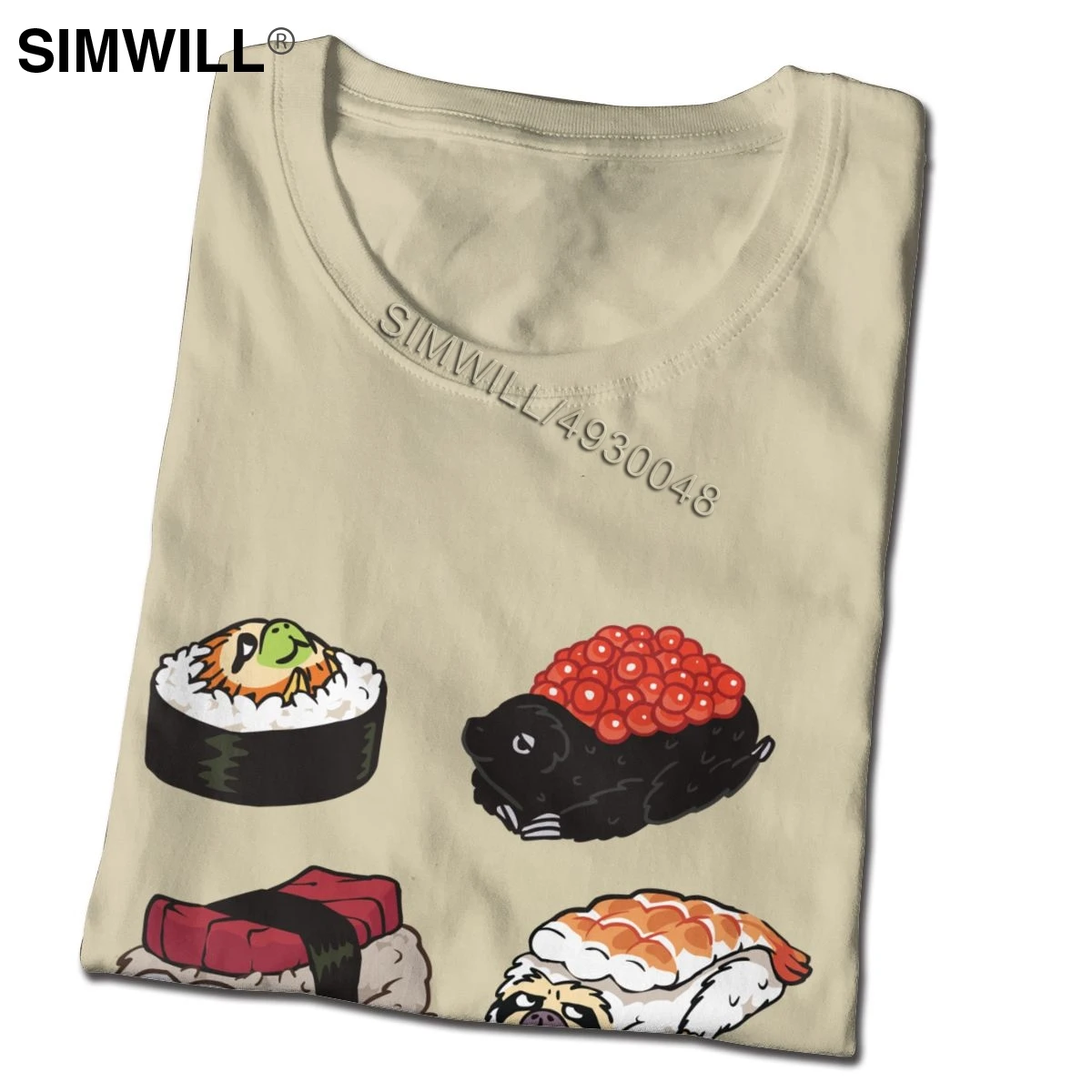 Nueva moda para Hombre T-Shirt Algodón Sushi Perezosos Camiseta de Manga Corta de Cuello Redondo Encanta la Comida Japonesa de Ocio camiseta de Regalo Mercancía 3