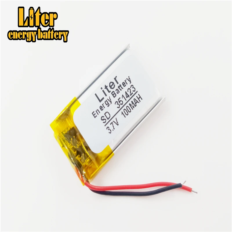 3.7 V batería de litio del polímero 351423 100MAH MP3 electrónica tabla auricular auricular Bluetooth 3