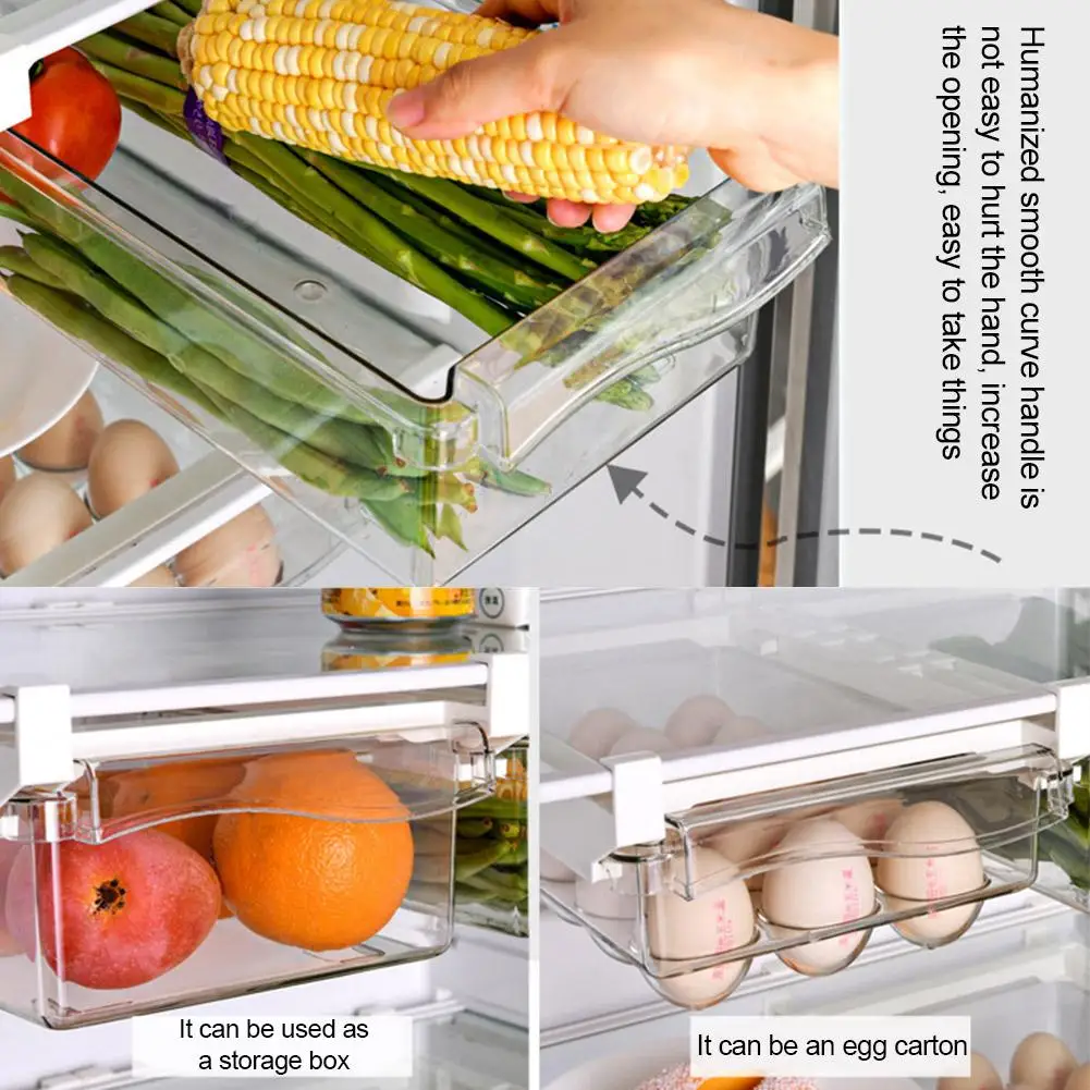 Refrigerador Cajón de la Caja de Almacenamiento de Almacenamiento de Alimentos, de Ordenación de Colgar Estantes Automático de Roll-out de la Preservación de la Caja de Refrigerador caja de Almacenamiento 3