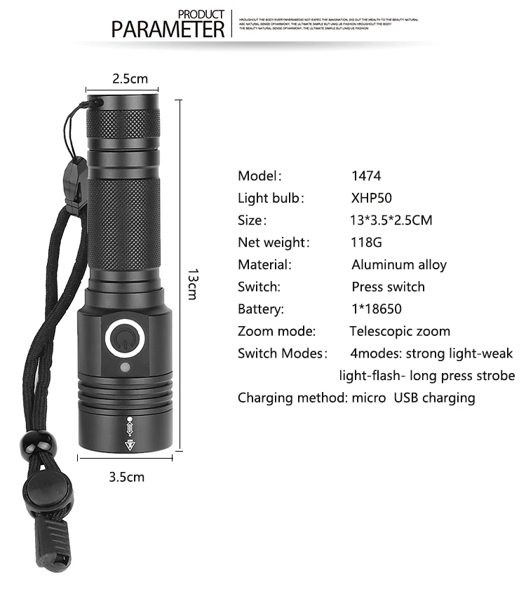 Ultra Potente XHP50.2 Táctico de la Antorcha USB Recargable de la linterna Magnética de la Lámpara más Brillante Linterna LED Por Batería 18650 3