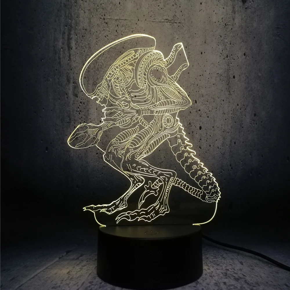 La acción de la Película Alien vs Predator Prometheus 3D USB LED Lámpara de 7 Colores Cambio de Luz de la Noche Extraño Monstruo Alienígena de la lámpara de escritorio decoración 3