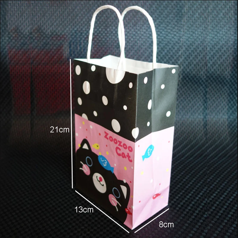 10pcs de dibujos animados impreso bolsa de papel de kraft del regalo de Boda bolsas de comida para Llevar bolso con asas a los niños bolsas de regalo de Recuerdo paquete 3
