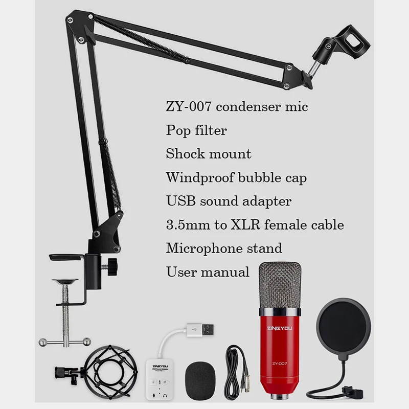 ZINGYOU Original Micrófono de Condensador de Alta Fidelidad de la Grabación de la Voz de Kit de Micrófono para el Ordenador Podast Juego Charlando Mic 007 3