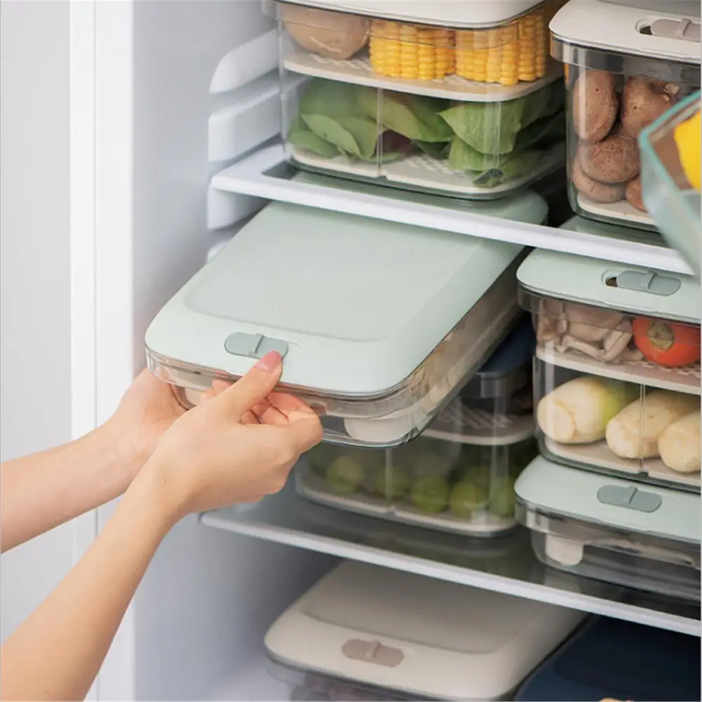 Refrigerador Contenedores de Almacenamiento de Alimentos con Tapas de Almacenamiento para la Cocina Sello Plástico del Tanque Separado de Verduras Fruta Fresca Cuadro 45a 3