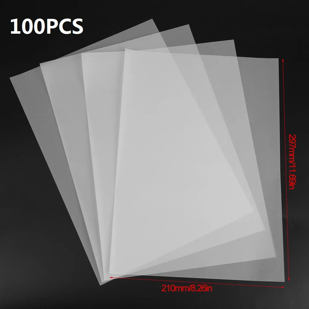 100pcs A4 Translúcido, Papel de Calco Copia de la Escritura de Transferencia de la Copia de la Hoja de Dibujo de papel de impresión de ácido sulfúrico de papel para la ingeniería 3