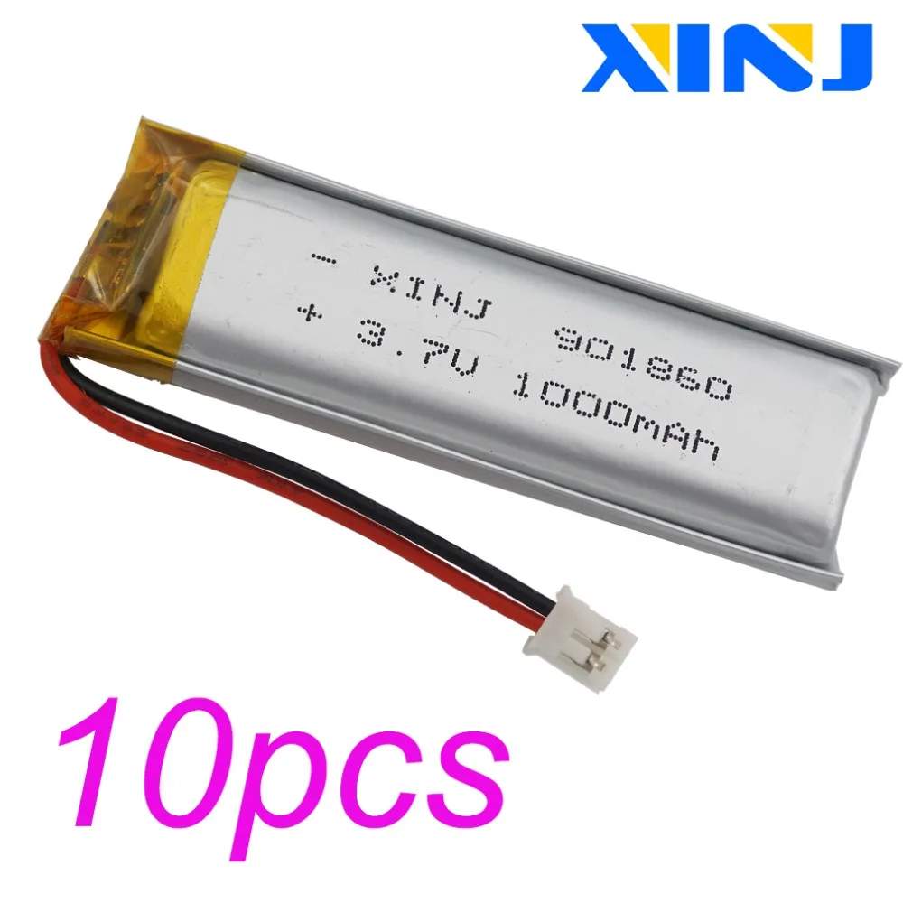 XINJ 10pcs 3.7 V 1000mAh Li Batería de Polímero de 2p 1.0/1.25/1.5/2.0/2.54 mm Para la Cámara del Coche de la navegación GPS del teléfono bluetooth 901860 3