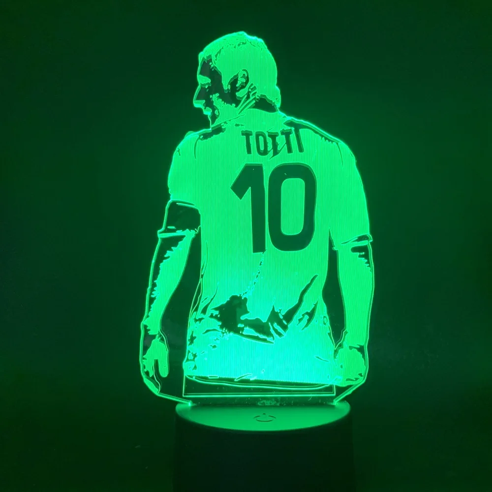 Chicos Lámpara de Mesa de Fútbol Jugador de Fútbol Francesco Totti Vista Posterior Figura Led Luz de Noche para el Dormitorio Decoración de Regalo para el Novio 3