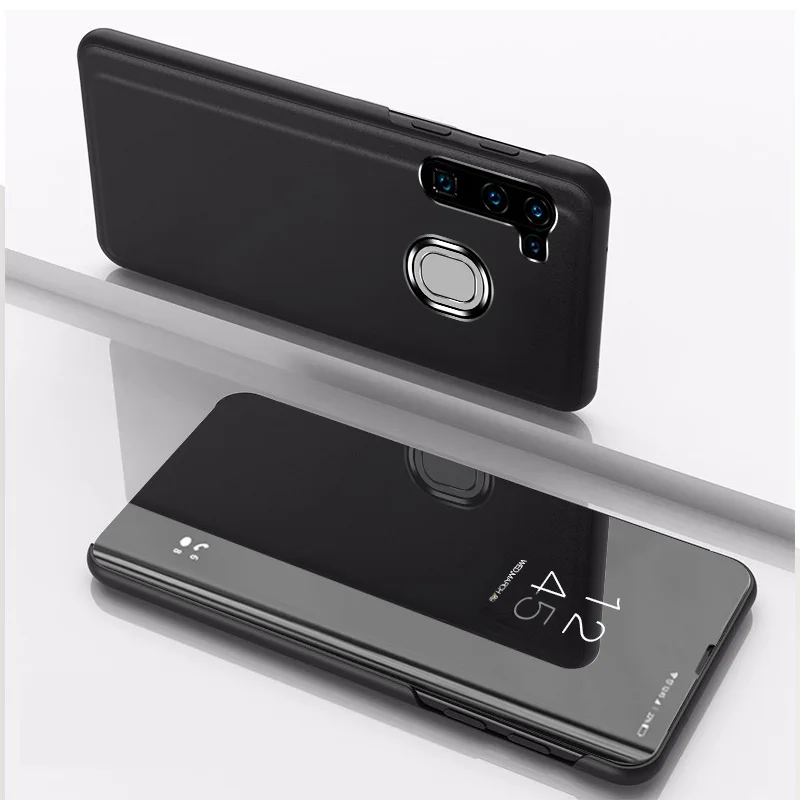 De Lujo Espejo De La Vista Smart Flip Case Para Samsung Galaxy A21 De Pie Cromo Cubierta 3