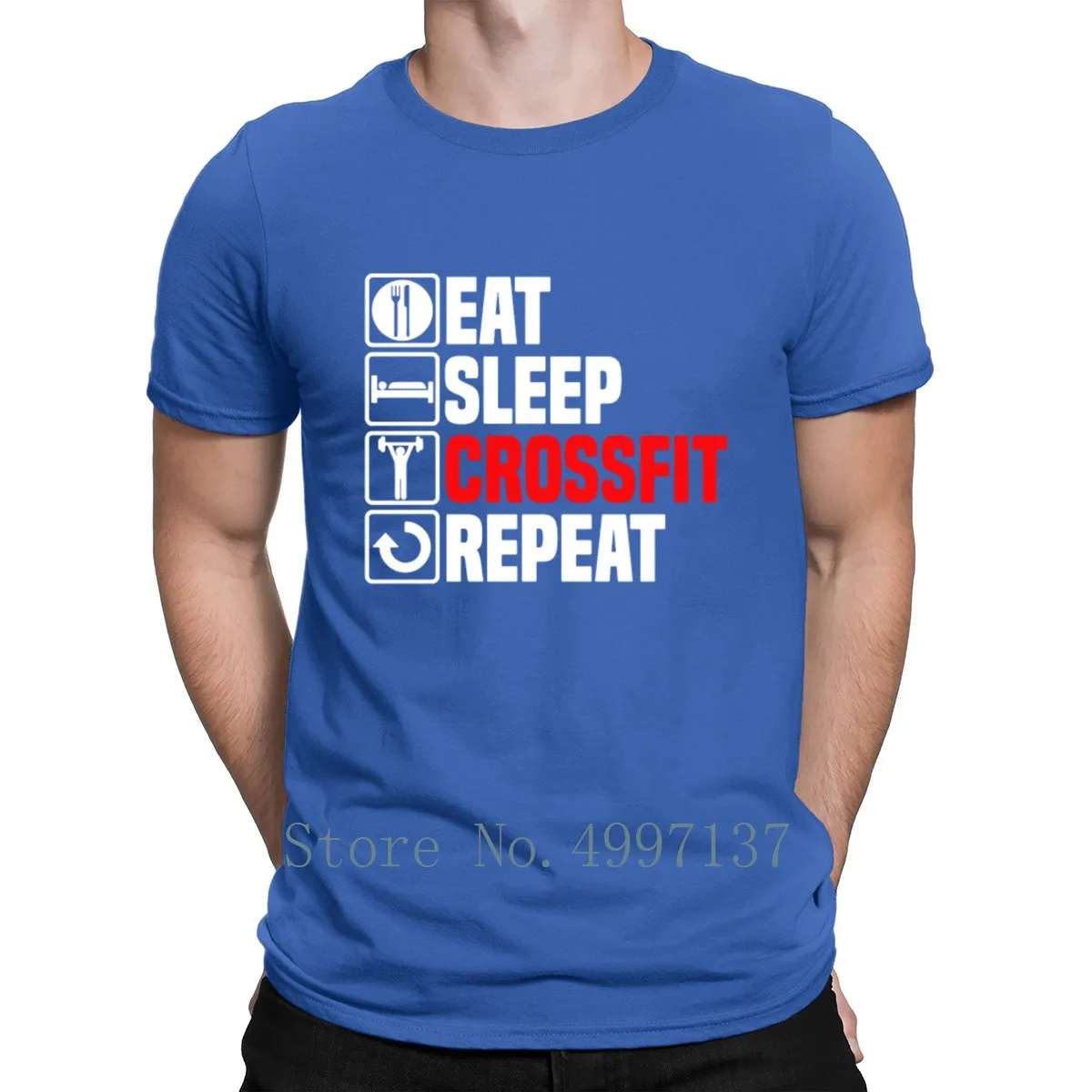 Comer Dormir Crossfit Camiseta De Algodón Traje Famoso S-Xxxl Primavera Divertido Punto De La Novedad De La Camiseta 3