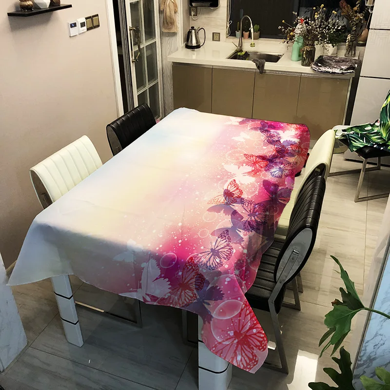 Mantel impermeable de la Mariposa de Impresión Digital de la Cubierta de la Mesa resistente a las Manchas de Café, Mesa de Paño Sala de estar Rectángulo tazer 3
