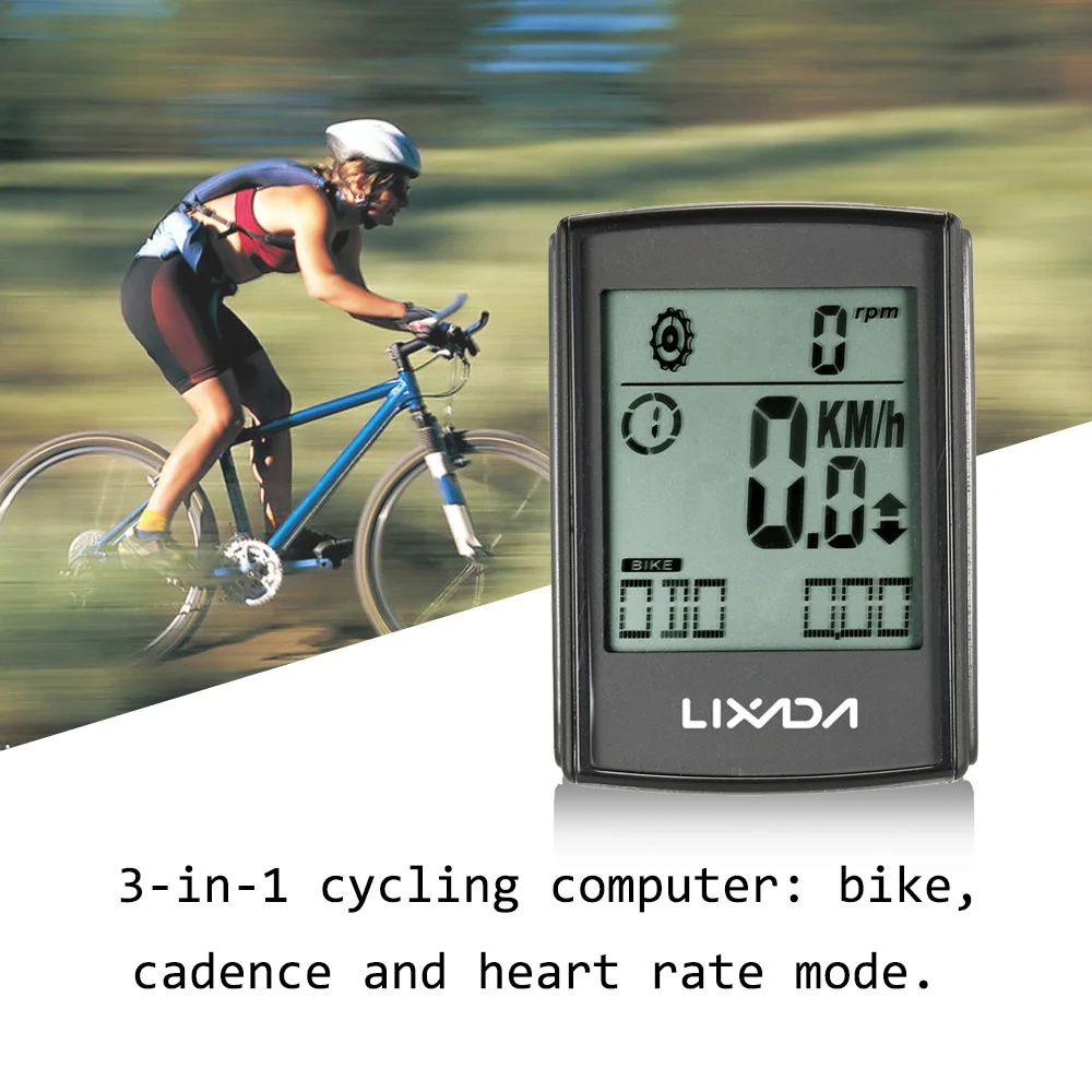 Lixada Multifuncional 3-en-1 Wireless Cycling Computer Cronómetro LCD de Ordenador de la Bicicleta Cadencia Monitor de Ritmo Cardíaco de la Correa de Pecho 3