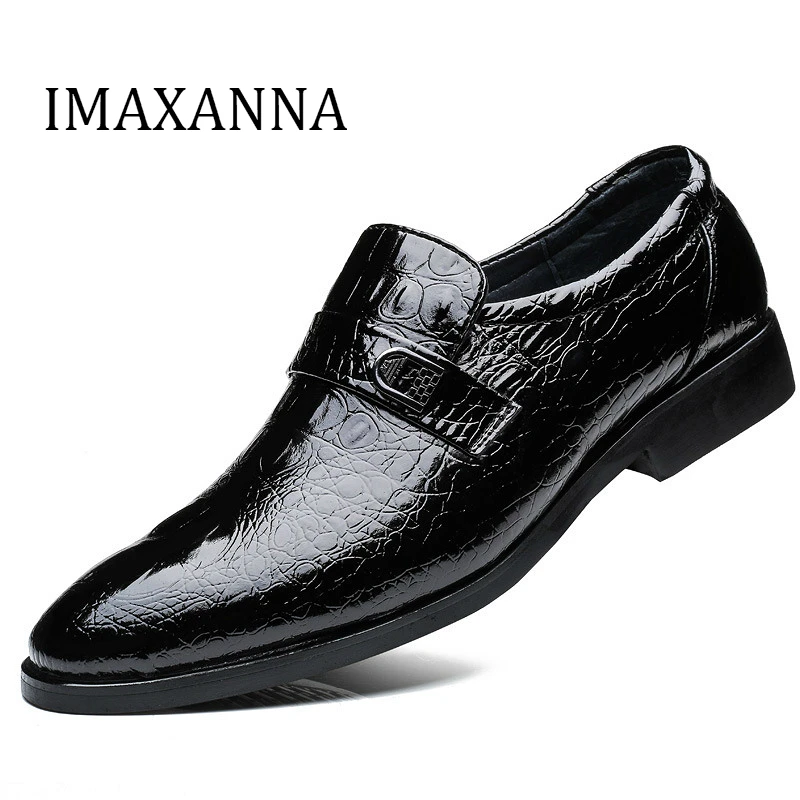 IMAXANNA Nuevo Otoño de los Hombres Zapatos de Cuero de Hombre Zapatos de Vestir de Moda de la Boda Formal de Zapatos de Calidad Superior Hombre de Oxford Zapatos de Primavera de Deslizamiento En 3