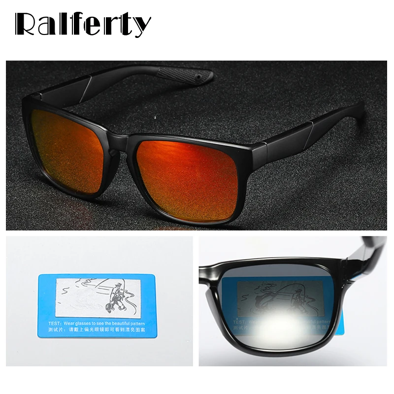 Ralferty Gafas de sol de los Hombres Polarizados UV400 de Alta Calidad 2019 Plaza de la Mujer de las Gafas de sol Masculinas Espejo Controlador de Deporte Gafas de Sol D0943 3