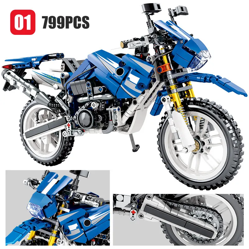 799PCS de la Ciudad de Moto de Carreras de Moto Modelo de Bloques de Construcción Technic Creador de la Motocicleta Vehículos de Ladrillos de Juguetes Para los Niños Regalos 3