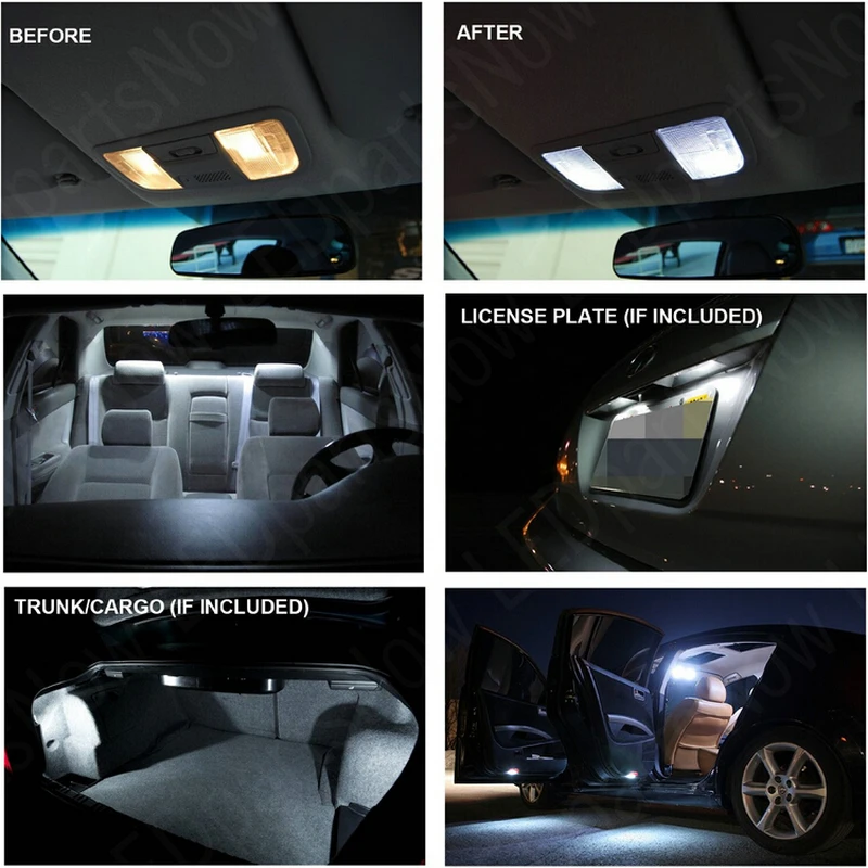 Envío gratis 6Pcs/Lote de autos-estilo Xenon Blanco Canbus Paquete de Kit de Luces LED Interiores Para Fiat Bravo 198 3