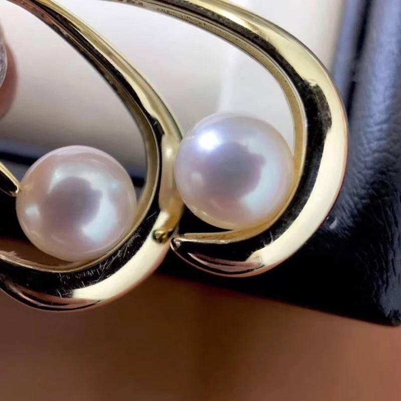 El de la naturaleza de agua dulce de la perla del pendiente con gancho de plata 925 -- AAAA alta calidad de la perla,de 18 k chapado en oro 3