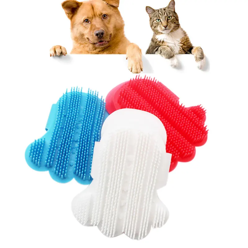 Mascota de Baño Cepillo Suave Dog Grooming Peine Guantes de Masaje Cepillo de Pelo para Quitar los Gatos J2Y 3