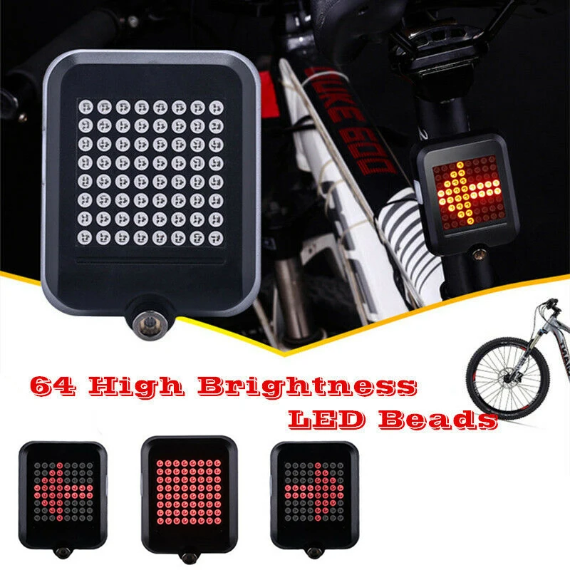 64LED de Bicicletas Automático de Luz del Indicador de Dirección de la luz trasera USB de MTB de la Bicicleta de Seguridad Luz de Advertencia de Ciclismo de la Lámpara de la Luz Trasera 3