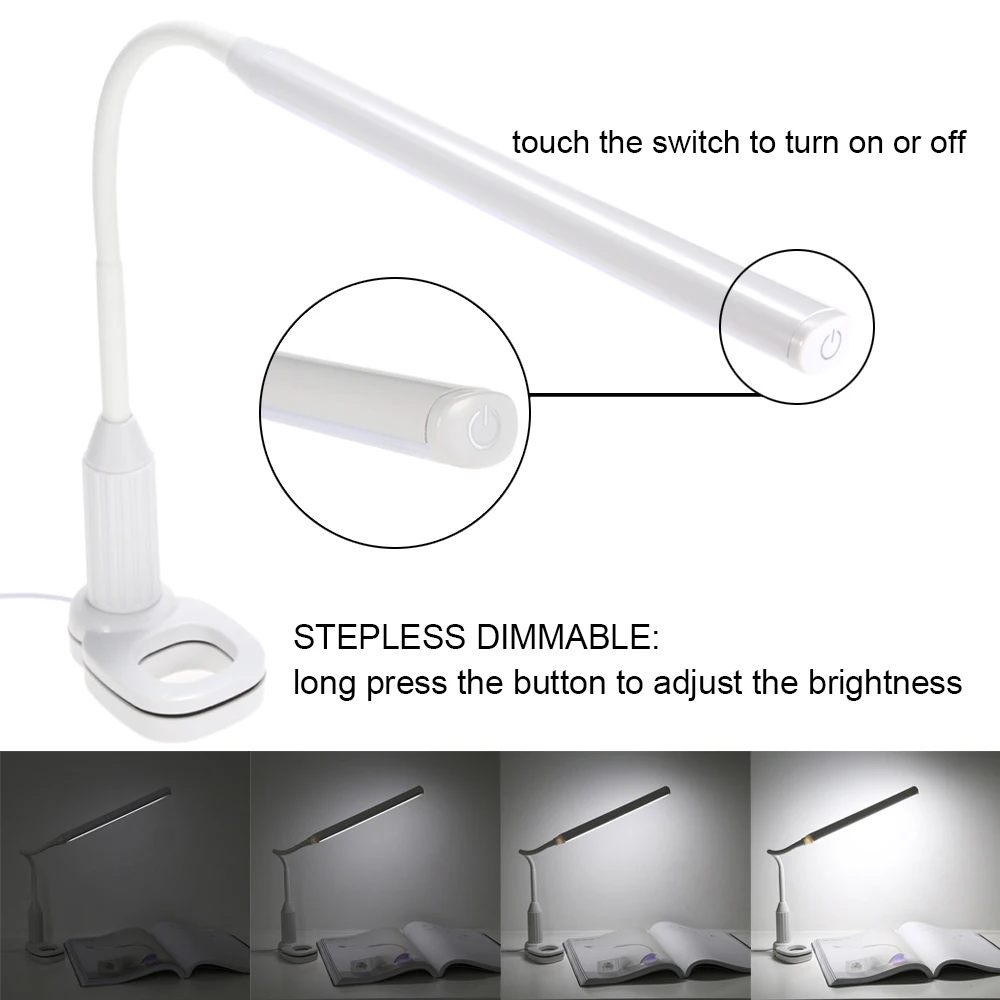 5W LED 24 Mini de Escritorio LED de Luz de Lámpara de Mesa USB Regulable sin escalonamientos de la Mesita de luz Sensor de Contacto Lámpara de Escritorio, Lámpara del Proyector de la Luz de la Noche 3