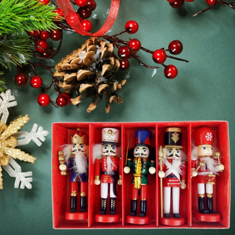 5 x 12 cm de Madera de Marionetas de Cascanueces Dibujo Nueces Soldado Decoraciones de Navidad 3