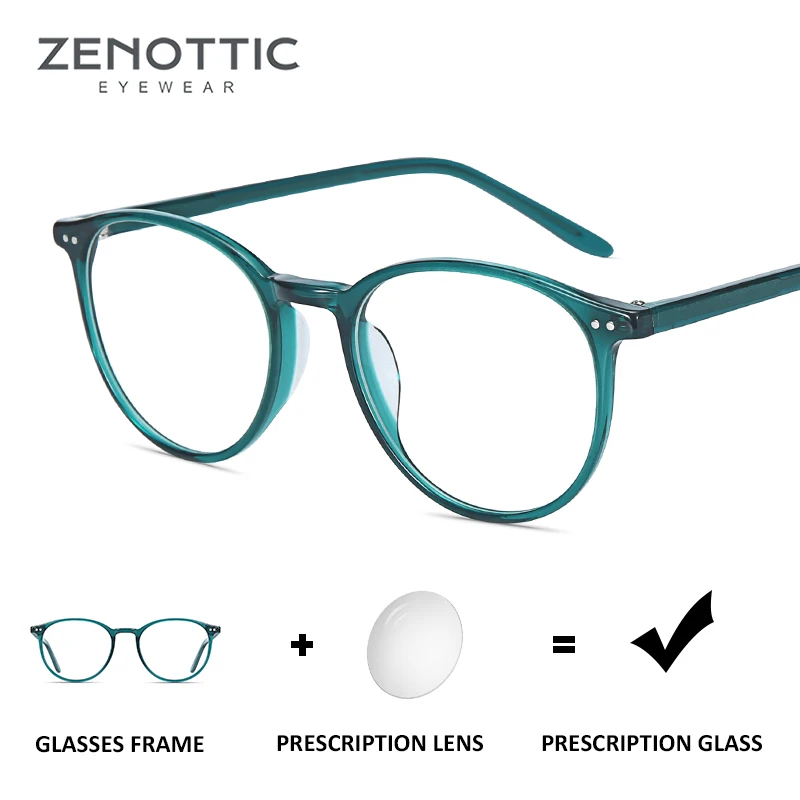 ZENOTTIC Retro Acetato de Ronda Ordenador Gafas de Marco a las Mujeres Contra la Luz Azul de la Lente de Gafas Óptico Transparente Miopía Gafas 3