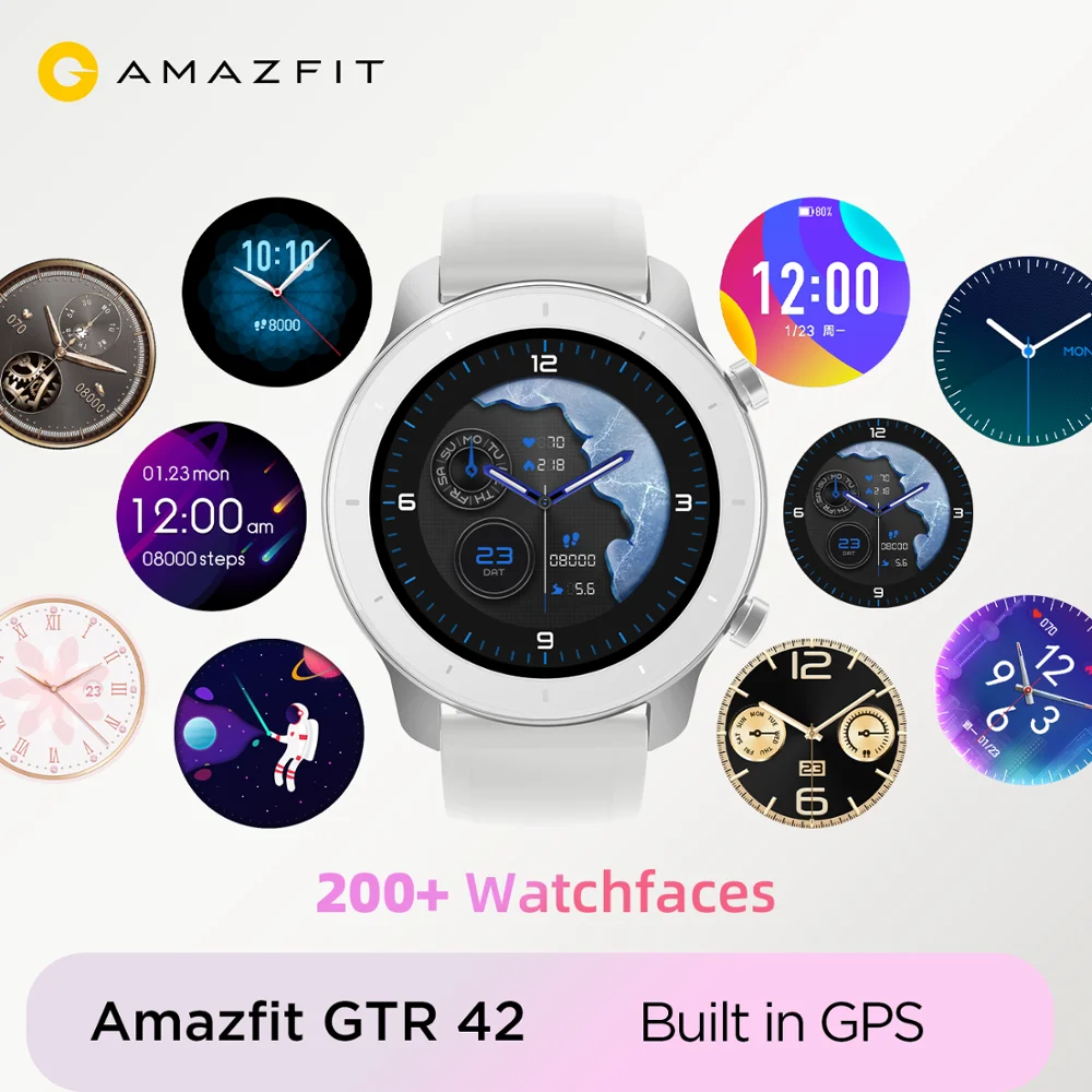 En Stock 2020 Huami Amazfit GTR 42mm Blanco de Múltiples Deportes de las Mujeres Reloj Inteligente/Reloj Inteligente Mujer 5ATM Pantalla AMOLED 3