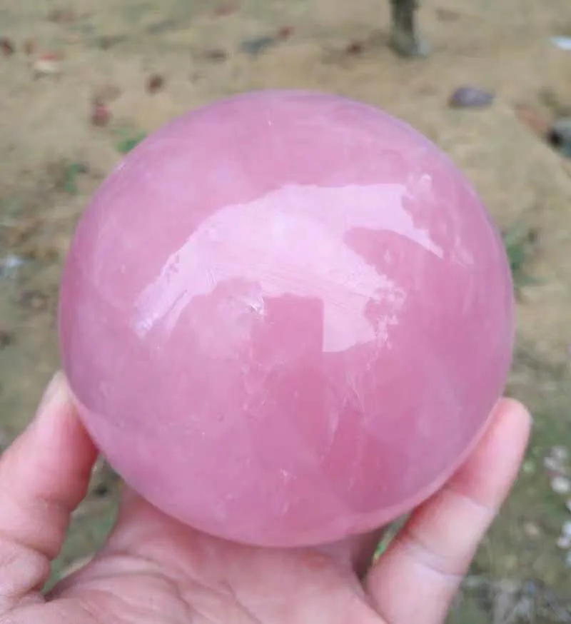 55-60 MM Hermosa boutique natural de rosa de color rosa de cristal de la bola de cristal natural de sanación reiki 3