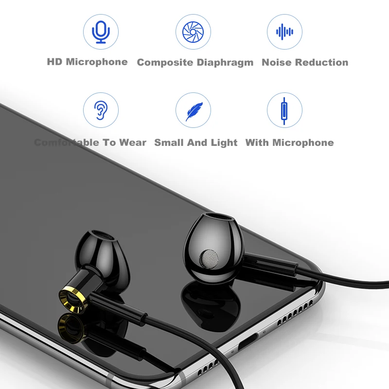 HOCO 3.5 mm Super Bass auriculares Auriculares De Xiaomi Huawei Samsung Earbudz Con MICRÓFONO Headset Gaming 3