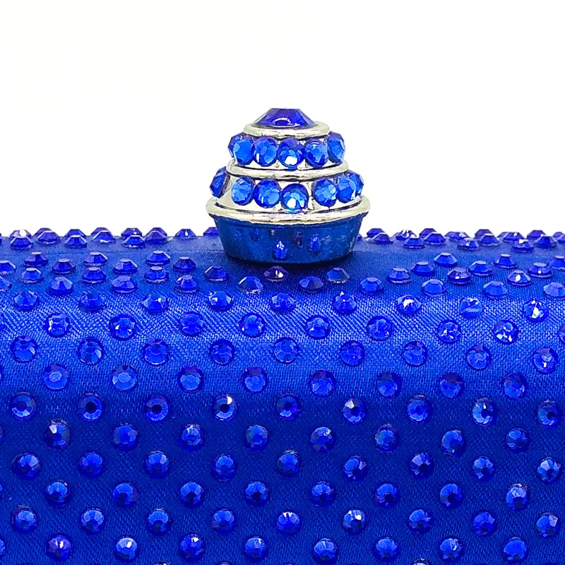 Boutique De FGG Royal Azul de diamantes de Imitación de Embrague de las Mujeres Bolsos de Noche de Novia Bolso de Fiesta de la Boda de Cristal Bolso Bolsa de Hombro de la Cadena de 3
