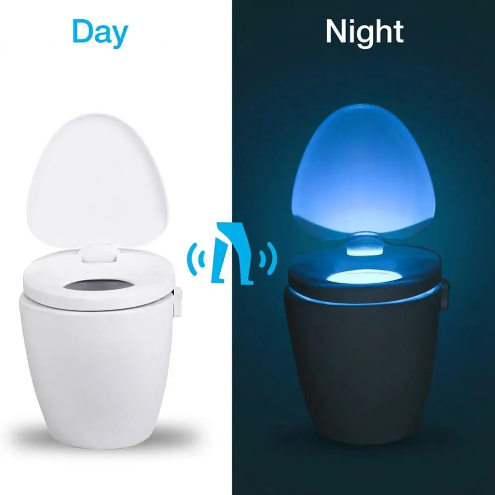 Smart Sensor de Movimiento PIR Asiento de Inodoro Luz de la Noche 8 Colores Impermeable de la luz de fondo De la taza de Inodoro LED Luminaria Lámpara WC WC Luz 3