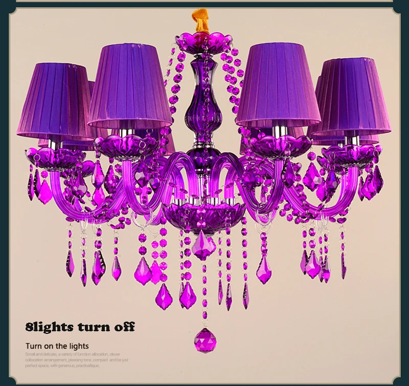 Púrpura Iluminación de la lámpara de salón Dormitorio Cocina de la Isla K9 cristal araña con pantalla de mediados del siglo xx decoración colgante 3