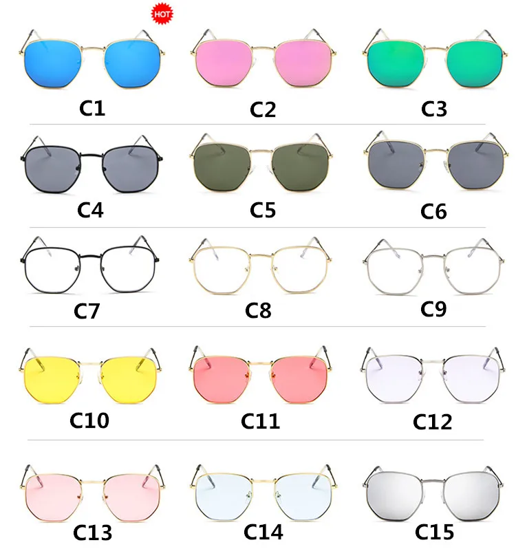 2019 Gafas de sol de Moda de las Mujeres de la Marca del Diseñador de Marco Pequeño Polígono Claro Objetivo de Sunglasse Unisex Gafas gafas oculos de sol UV400 3