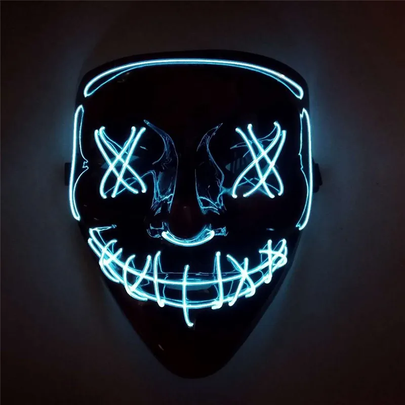 1Pcs de Halloween Máscara de Luz LED de la Fiesta de Máscaras de Neón Maska Cosplay Mascara de Terror Mascarillas Resplandor En la Oscuridad Masque 3