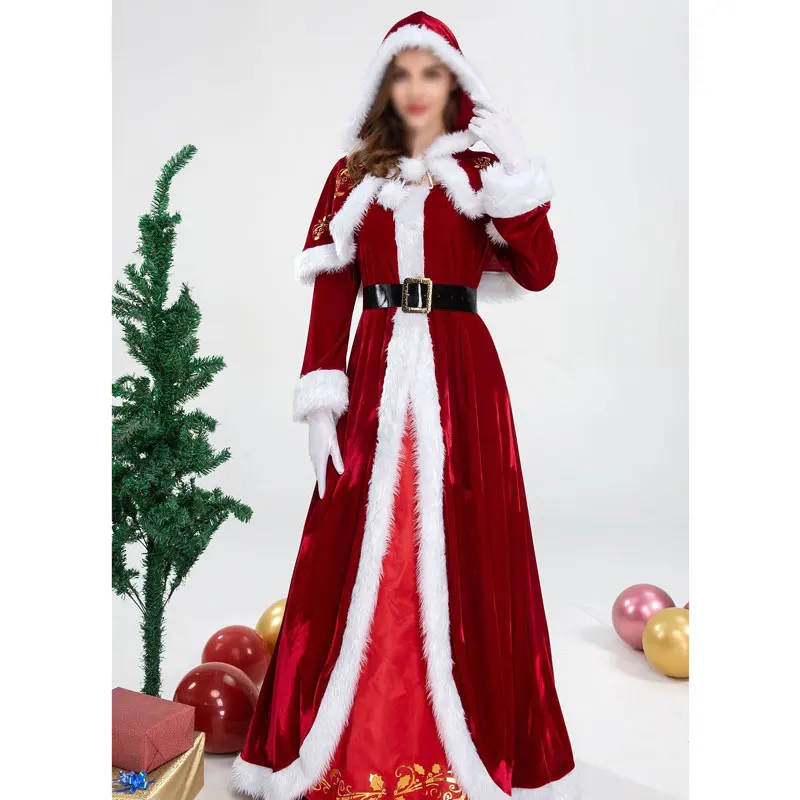 La Navidad La Señora De Santa Claus Traje De Cosplay Adulto De Disfraces Disfraces De Navidad Rojo Chal De Las Mujeres De Invierno De Ropa De Fiesta De Halloween 3