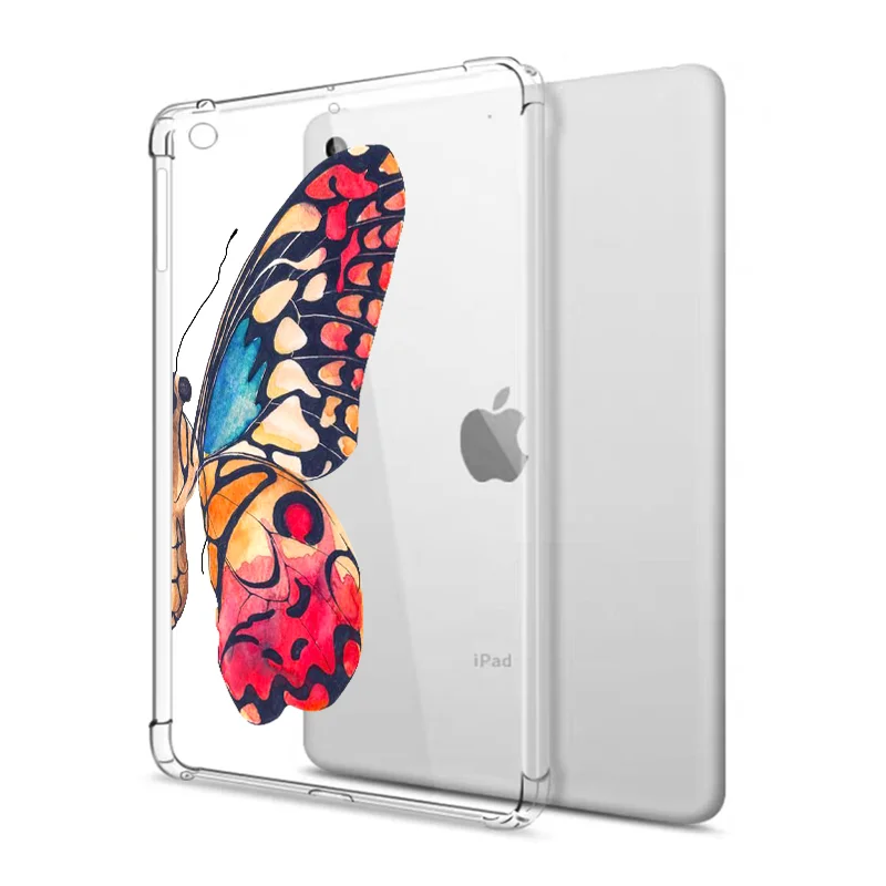 Mariposa Caso de iPad para el iPad de Aire 1 2 Funda Transparente de Silicona Reforzado las Esquinas de la Cubierta Suave de iPad 7ª generación Pro de 12,9 2020 3