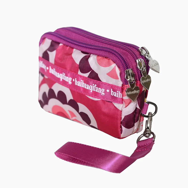 Lindo monedero kawaii brazalete bolsa pequeña bolsa de carteras de diseñador de nylon de embrague monedero con la correa de la impresión floral monederos 3
