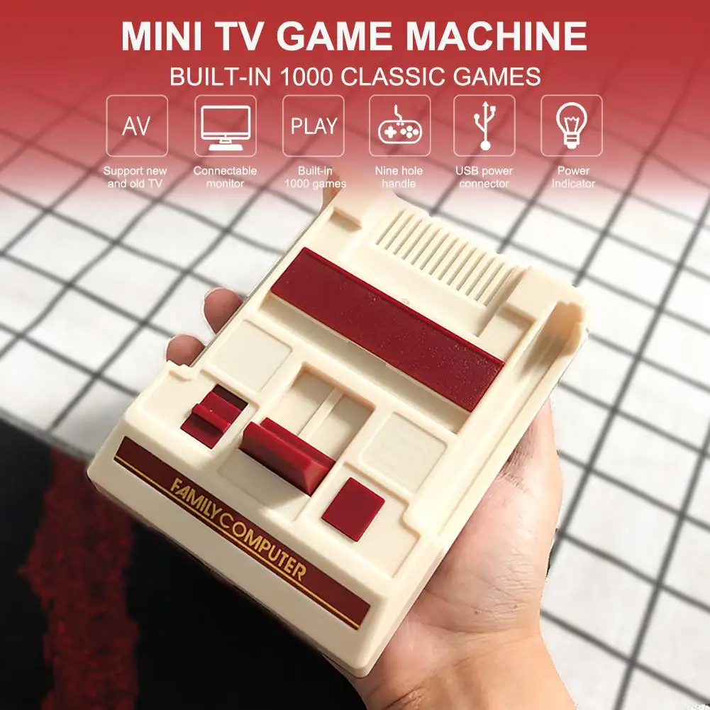 La TV de Mini Consola de juegos de Vídeo, Construido en 1000 Juegos Clásicos Retro de la Consola del Controlador Dual Jugadores Gamepad de Salida AV 3