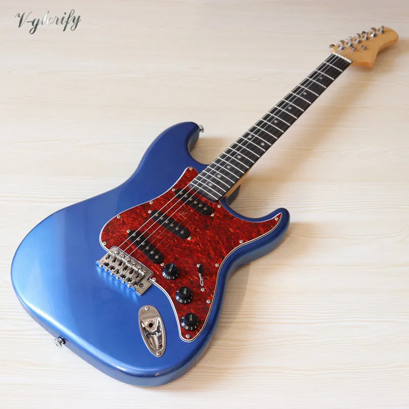 SAN eléctrica cuerpo de basswood guitarra de 39 pulgadas 6 de la cadena azul de alto brillo acabado de la guitarra eléctrica 3